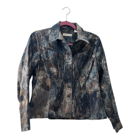 Coldwater Creek Blue Paisley Pintuck Pleat Jacket - Picture 2 of 10